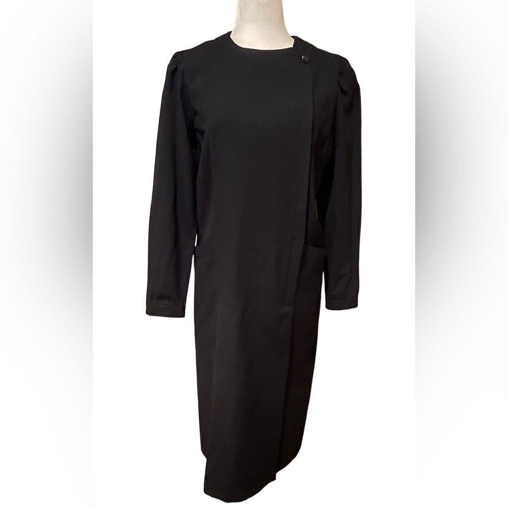 Billy Jack For Her Vintage 100% Wool Black Classy Shift Dress Size 9/10
